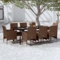 vidaXL Juego de comedor para jardín 9 piezas y cojines marrón y negro vidaXL Juego de comedor para jardín 9 piezas y cojines marrón y negro