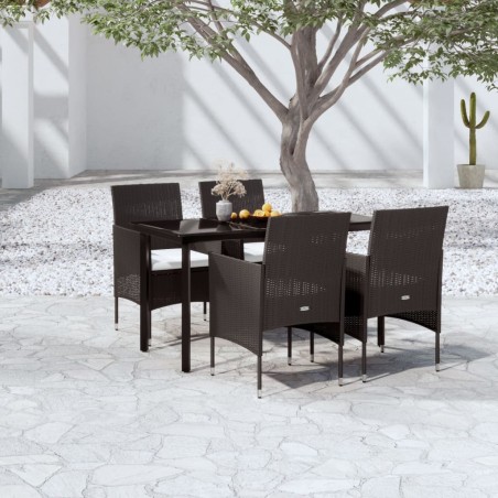 vidaXL Juego de comedor de jardín 5 piezas con cojines negro
