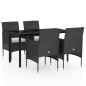 vidaXL Juego de comedor de jardín 5 piezas con cojines negro vidaXL Juego de comedor de jardín 5 piezas con cojines negro