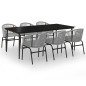 vidaXL Juego de comedor de jardín 7 piezas ratán sintético gris vidaXL Juego de comedor de jardín 7 piezas ratán sintético gris