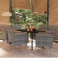 vidaXL Juego de comedor de jardín 7 piezas con cojines gris y negro vidaXL Juego de comedor de jardín 7 piezas con cojines gris y negro