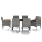 vidaXL Juego de comedor de jardín 7 piezas con cojines gris y negro vidaXL Juego de comedor de jardín 7 piezas con cojines gris y negro