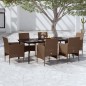 vidaXL Juego de comedor de jardín 7 piezas con cojines marrón y negro vidaXL Juego de comedor de jardín 7 piezas con cojines marrón y negro