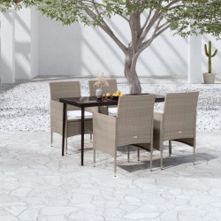 vidaXL Juego de comedor de jardín 5 piezas con cojines beige y negro