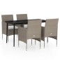 vidaXL Juego de comedor de jardín 5 piezas con cojines beige y negro vidaXL Juego de comedor de jardín 5 piezas con cojines beige y negro