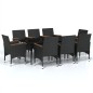 vidaXL Juego de comedor de jardín 9 piezas con cojines negro vidaXL Juego de comedor de jardín 9 piezas con cojines negro