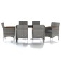 vidaXL Juego de comedor de jardín 7 piezas con cojines gris y negro vidaXL Juego de comedor de jardín 7 piezas con cojines gris y negro