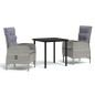 vidaXL Juego de comedor de jardín 3 piezas con cojines gris y negro vidaXL Juego de comedor de jardín 3 piezas con cojines gris y negro