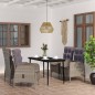 vidaXL Juego de comedor para jardín 5 piezas con cojines gris y negro vidaXL Juego de comedor para jardín 5 piezas con cojines gris y negro