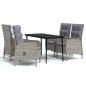 vidaXL Juego de comedor para jardín 5 piezas con cojines gris y negro vidaXL Juego de comedor para jardín 5 piezas con cojines gris y negro