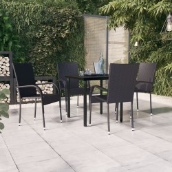 vidaXL Juego de comedor de jardín 5 piezas negro
