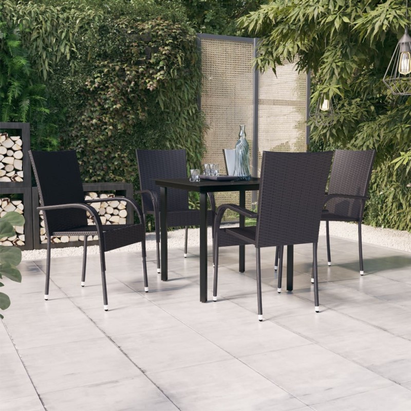 vidaXL Juego de comedor de jardín 5 piezas negro vidaXL Juego de comedor de jardín 5 piezas negro
