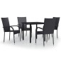 vidaXL Juego de comedor de jardín 5 piezas negro vidaXL Juego de comedor de jardín 5 piezas negro