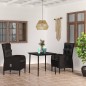 vidaXL Juego de comedor de jardín 3 piezas con cojines negro vidaXL Juego de comedor de jardín 3 piezas con cojines negro