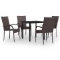vidaXL Juego de comedor de jardín 5 piezas marrón y negro vidaXL Juego de comedor de jardín 5 piezas marrón y negro