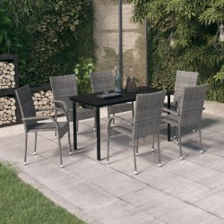 vidaXL Juego de comedor para jardín 7 piezas gris y negro