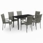 vidaXL Juego de comedor para jardín 7 piezas gris y negro vidaXL Juego de comedor para jardín 7 piezas gris y negro