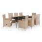 vidaXL Juego de comedor de jardín 9 piezas con cojines beige vidaXL Juego de comedor de jardín 9 piezas con cojines beige