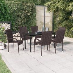 vidaXL Juego de comedor de jardín 7 piezas negro y marrón