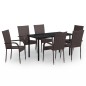 vidaXL Juego de comedor de jardín 7 piezas negro y marrón vidaXL Juego de comedor de jardín 7 piezas negro y marrón