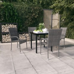 vidaXL Juego de comedor de jardín 5 piezas gris y negro