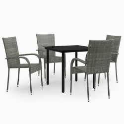 vidaXL Juego de comedor de jardín 5 piezas gris y negro