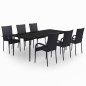vidaXL Juego de comedor para jardín 7 piezas negro vidaXL Juego de comedor para jardín 7 piezas negro