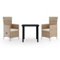 vidaXL Juego de comedor de jardín 3 piezas con cojines beige vidaXL Juego de comedor de jardín 3 piezas con cojines beige