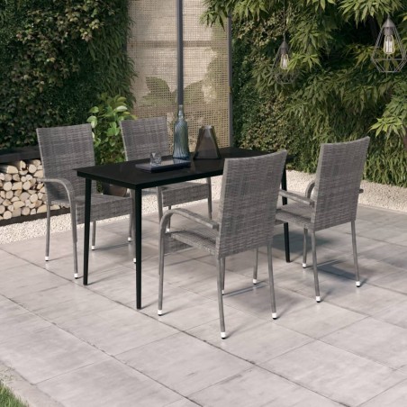 vidaXL Juego de comedor para jardín 5 piezas con cojines gris y negro