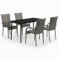 vidaXL Juego de comedor para jardín 5 piezas con cojines gris y negro vidaXL Juego de comedor para jardín 5 piezas con cojines gris y negro