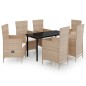 vidaXL Juego de comedor de jardín 7 piezas con cojines beige vidaXL Juego de comedor de jardín 7 piezas con cojines beige