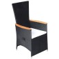 vidaXL Juego de comedor de jardín 9 piezas con cojines negro