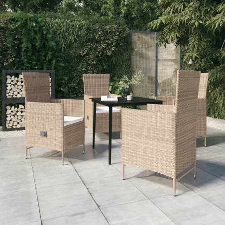 vidaXL Juego de comedor de jardín 5 piezas con cojines beige