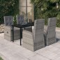 vidaXL Juego de comedor de jardín 5 piezas con cojines gris