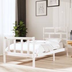 vidaXL Estructura de cama madera maciza de pino blanco 90x190 cm