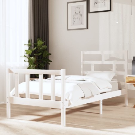 vidaXL Estructura de cama madera maciza de pino blanco 90x190 cm