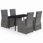 vidaXL Juego de comedor de jardín 5 piezas con cojines gris