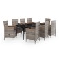 vidaXL Juego de comedor de jardín 9 pzas con cojines gris vidaXL Juego de comedor de jardín 9 pzas con cojines gris