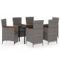 vidaXL Juego de comedor de jardín 7 piezas con cojines gris vidaXL Juego de comedor de jardín 7 piezas con cojines gris