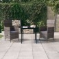 vidaXL Juego de comedor de jardín 3 piezas con cojines gris vidaXL Juego de comedor de jardín 3 piezas con cojines gris