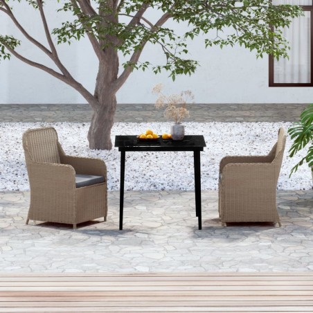 vidaXL Juego de comedor de jardín 3 piezas con cojines marrón