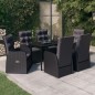 vidaXL Juego de comedor de jardín 7 piezas con cojines negro vidaXL Juego de comedor de jardín 7 piezas con cojines negro