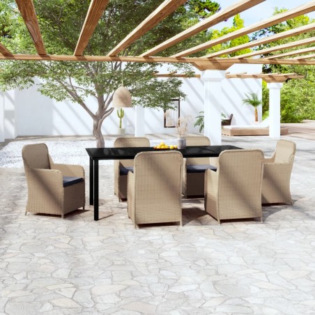 vidaXL Juego de comedor para jardín 7 piezas con cojines marrón
