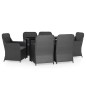 vidaXL Juego de comedor de jardín 7 piezas con cojines negro vidaXL Juego de comedor de jardín 7 piezas con cojines negro