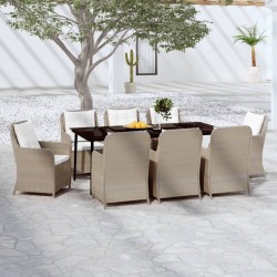 vidaXL Juego de comedor de jardín 9 piezas marrón