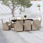 vidaXL Juego de comedor de jardín 9 piezas marrón vidaXL Juego de comedor de jardín 9 piezas marrón