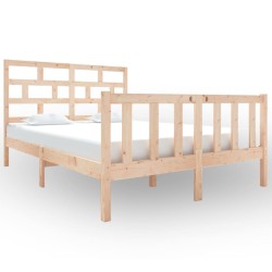 vidaXL Estructura de cama madera maciza de pino 135x190 cm