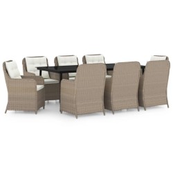 vidaXL Juego de comedor de jardín 9 piezas marrón