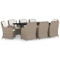 vidaXL Juego de comedor de jardín 9 piezas marrón vidaXL Juego de comedor de jardín 9 piezas marrón