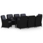 vidaXL Juego de comedor de jardín 9 piezas negro vidaXL Juego de comedor de jardín 9 piezas negro
